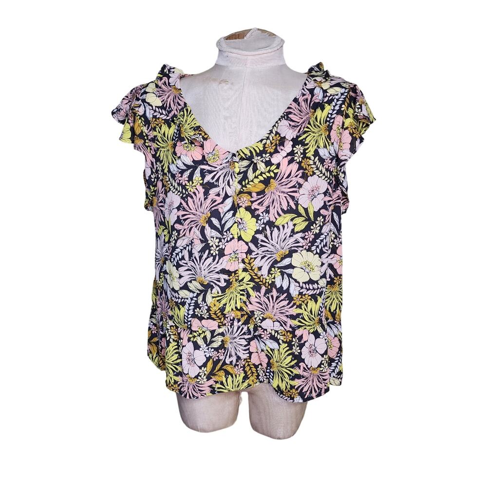 Loft Outlet Floral Flutter Sleeve Peplum‎ Top Size L